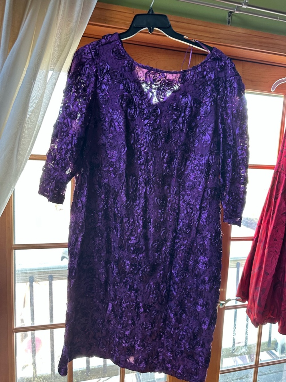 Alex Evenings Purple Floral Lace Midi Dress